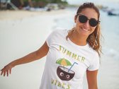 Shirt - Summer vibes - Wurban Wear | Grappig shirt | Zomer | Unisex tshirt | Cocktail | Zonnebrand | Wit