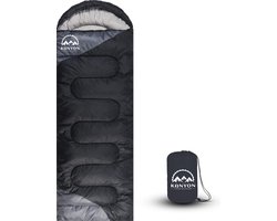 Kanyon Premium XL Slaapzak - Slaapzakken Volwassenen - Mummy Slaapzak - ca. 220 x 80 cm - 1.6kg - Zwart/Grijs - Comfortzone: 5 tot 16 graden - incl. Draagtas