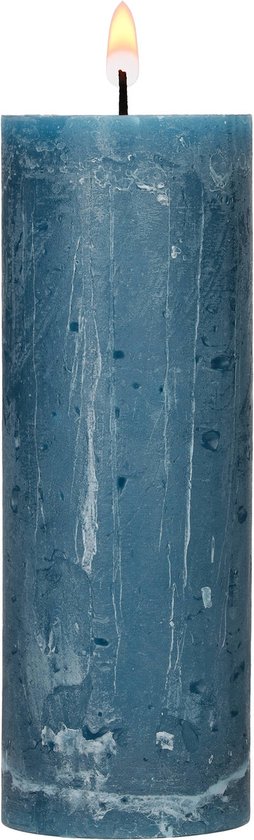 Blokker Rustieke Cilinderkaars - Blauw Groen - 7x19cm