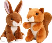 Keel Toys - Pluche knuffels konijn en eekhoorn vriendjes 12 cm