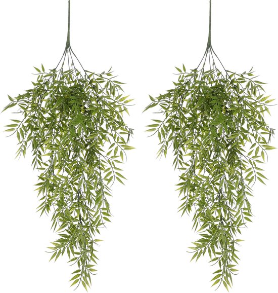 Kunst hangplant Petunia 70 cm wit