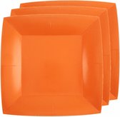 Santex feest diner bordjes - 20x stuks - papier/karton vierkant - oranje - 23cm
