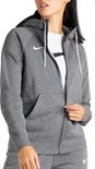 Vrouwen met grijze Nike hoodie, witte koordjes, open ritssluiting en witte Nike logo.