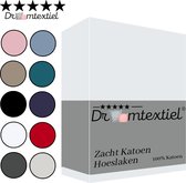 Droomtextiel Zacht Katoenen Hoeslaken Wit 140x200 cm - Hoge Hoek - Perfecte Pasvorm - Heerlijk Zacht