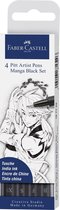Faber-Castell fineliners - Pitt Artist Pen - Manga - 4-delig - zwart - FC-167132