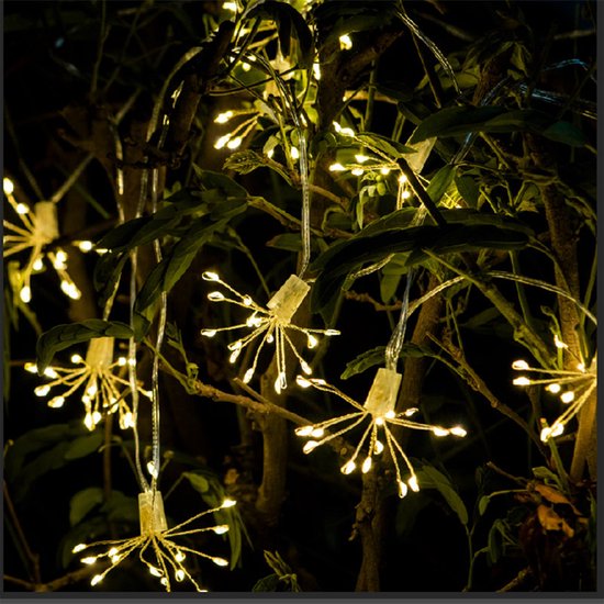 Guirlande lumineuse LED pissenlit étanche - Guirlande lumineuse LED - Télécommande 8 modes - Lumières 100 LED - Fonctionne sur piles - Lumière blanche chaude