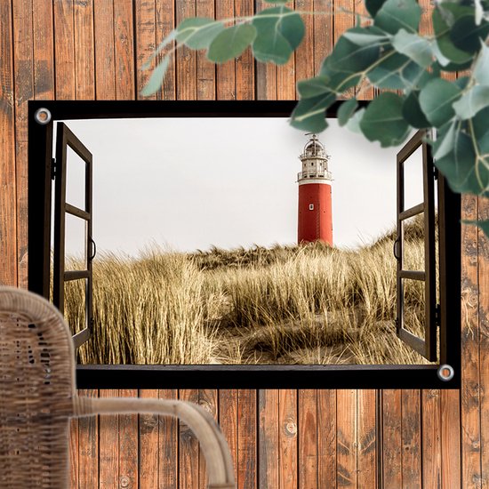 Tuinposter Doorkijk Vuurtoren Texel