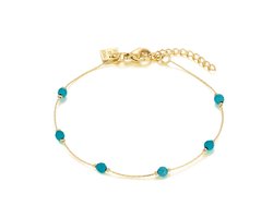 Twice As Nice Armband in goudkleurig edelstaal, turquoise steentjes 16 cm+3 cm