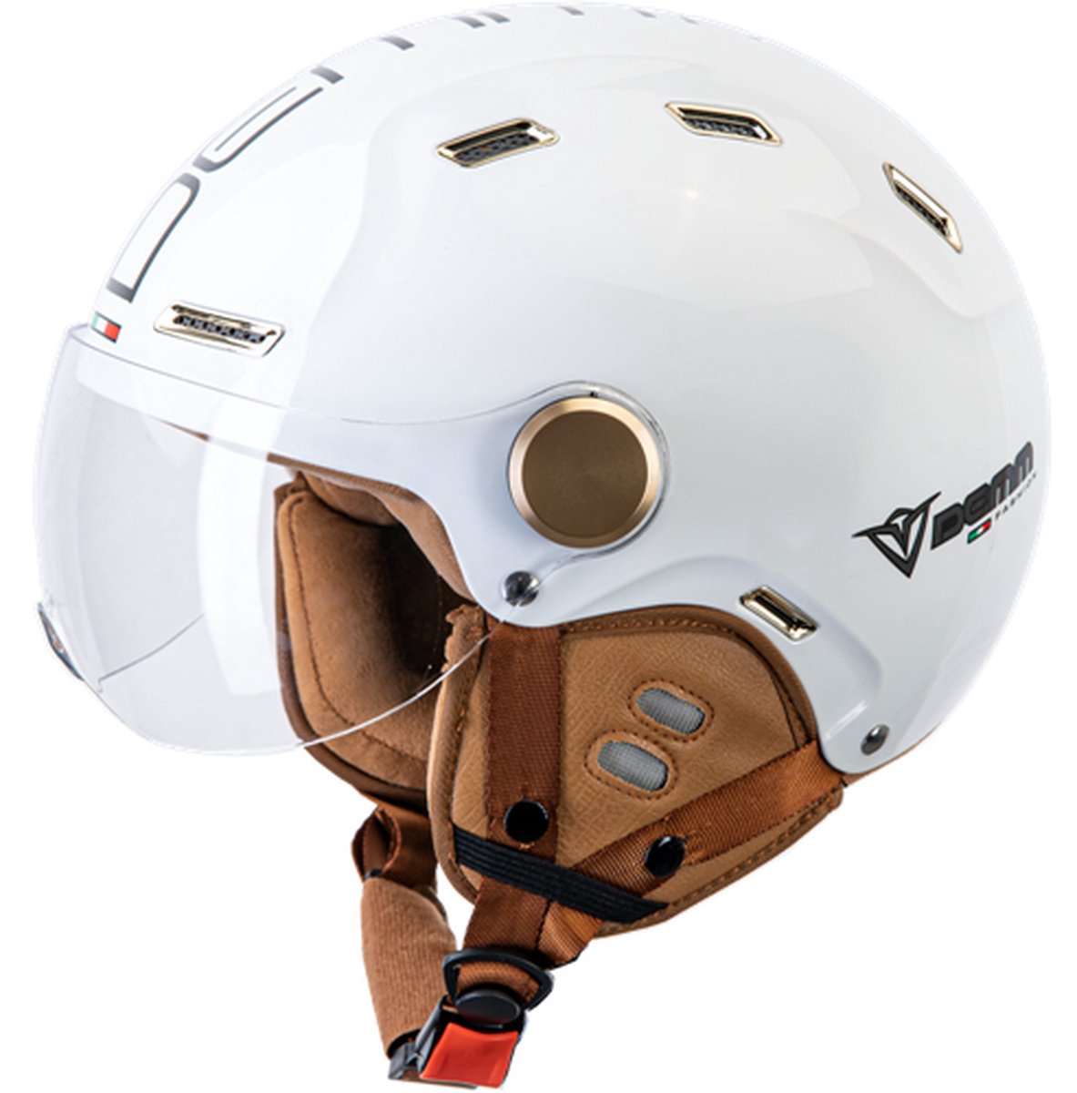DEMM Speed Pedelec helm - Geschikt als Elektrische Fiets Snorfiets Scooter Brommer Ebike Helm - Jethelm met vizier - Volwassenen - L - Wit - Gratis helmtas