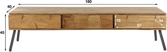 Meuble TV Angel bois d'acacia naturel 180cm