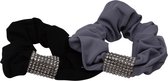 Jessidress® Elastiek Sterke Haar elastieken met strass Dames Schunchies - Zwart/Grijs