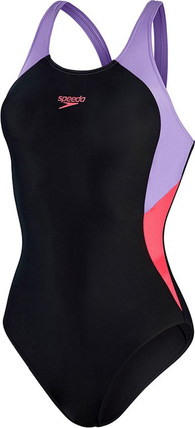 Bewustzijn versneller de studie Speedo dames muscleback badpak colourblock splice zwart / paars - 46 |  bol.com