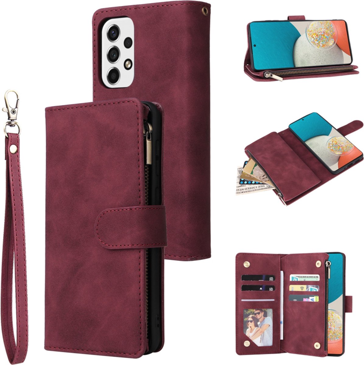 BookCover Wallet Etui voor iPhone 13 - iPhone 14 Bordeaux-Rood
