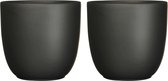 Mica Decorations Plantenpot/bloempot Tusca - 2x - Donkergroen - keramiek - mat - D25/H23 cm