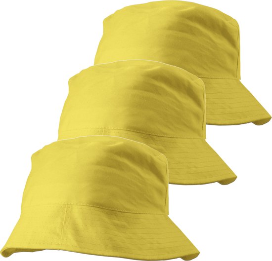 Trendoz Festival zonnehoedjes voor volwassenen - 6x - geel - 100% katoen