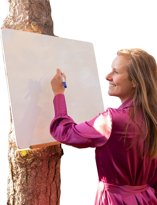 NOT A DESK mobiel whiteboard - verstelbaar in hoogte - HPL scratch resistant - liggend formaat - bamboe - handig en compact - buitenwerk - brainstorm