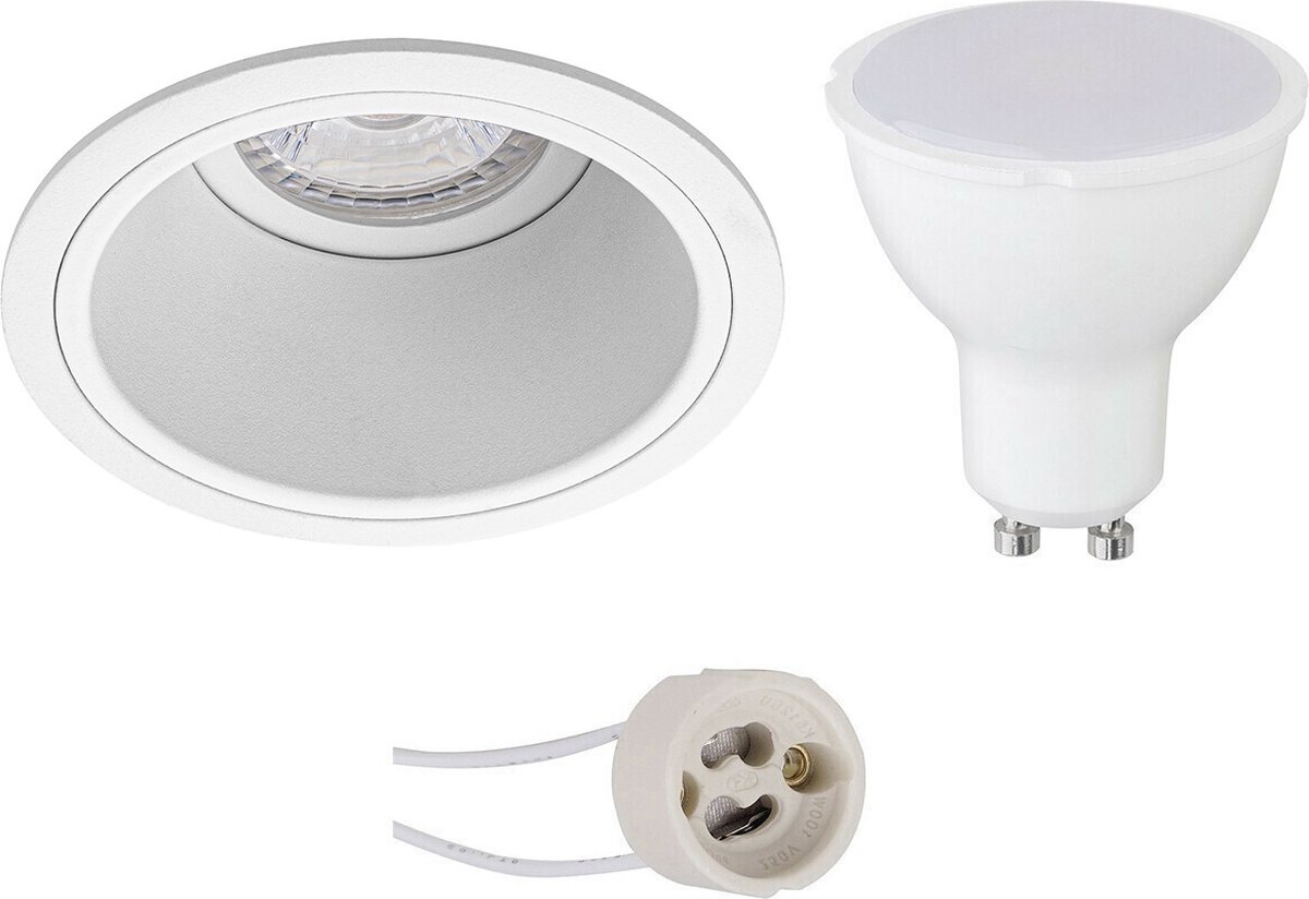 GU10 Inbouwspot Set - Mat Wit - Inbouw Rond - Verdiept - Proma Minko Pro - 4W - Warm Wit 3000K - Ø90mm