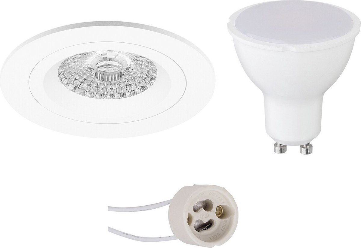 GU10 Inbouwspot Set - Mat Wit - Inbouw Rond - Proma Rodos Pro - 4W - Warm Wit 3000K - Ø93mm