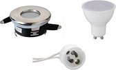 LED Spot Set - Igia - GU10 Fitting - Waterdicht IP65 - Inbouw Rond - Mat Chroom - 4W - Warm Wit 3000K - Ø82mm