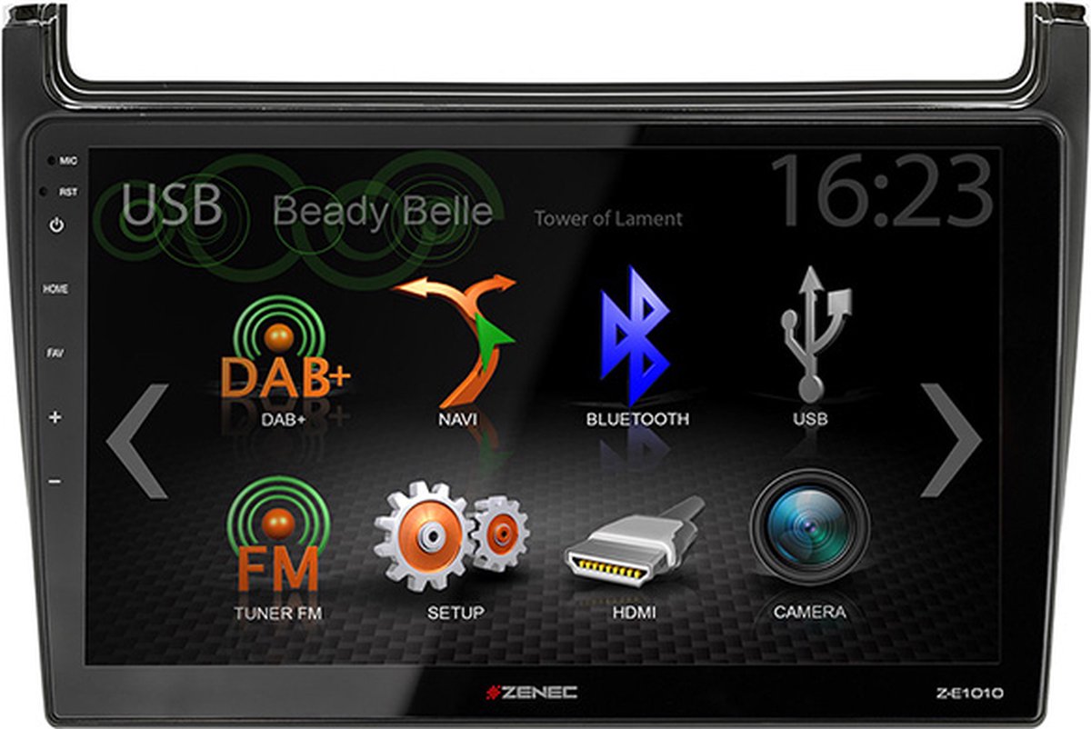 Zenec Z-E1010 + Z-F2001 - Autoradio - Pasklare radio - VW Polo 6R - USB - DAB+ - BT - 10 inch touchscreen