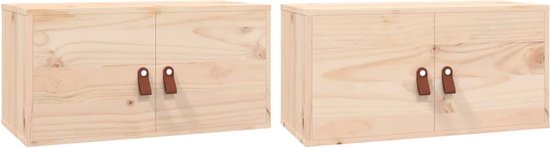 vidaXL Wandkasten 2 st. 30x30x60 cm massief grenen hout