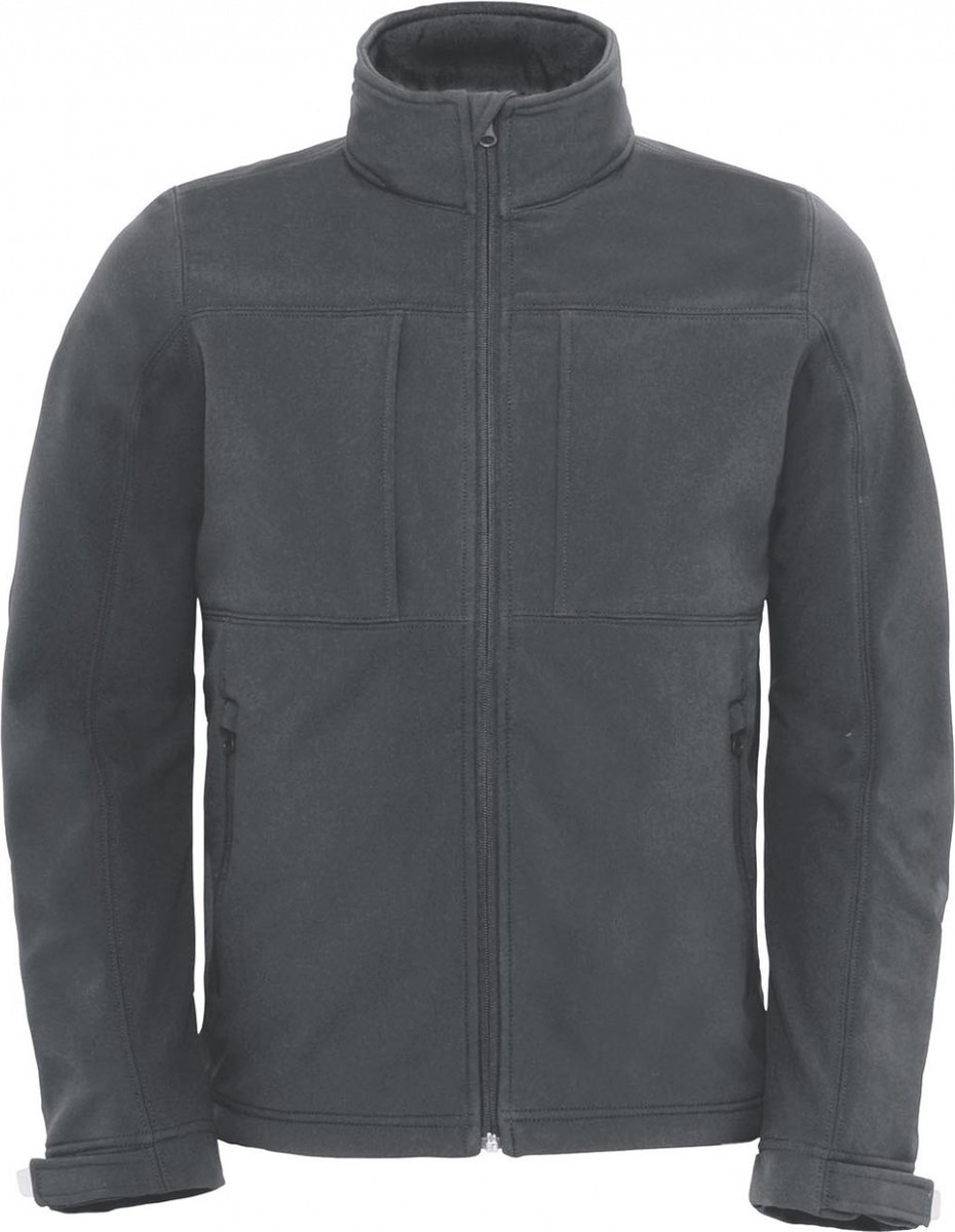 Outdoorjas Hooded Softshell/men met afneembare capuchon B&C Collectie Donkergrijs