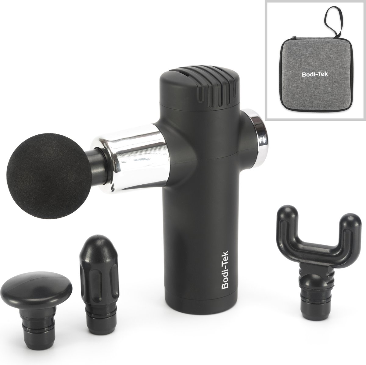 Bodi-tek BT-MACO - Mini massage gun - 4 verwisselbare massagekoppen- 4 niveau's - USB oplaadbaar - incl draagtas - Bodi-tek - €66,99