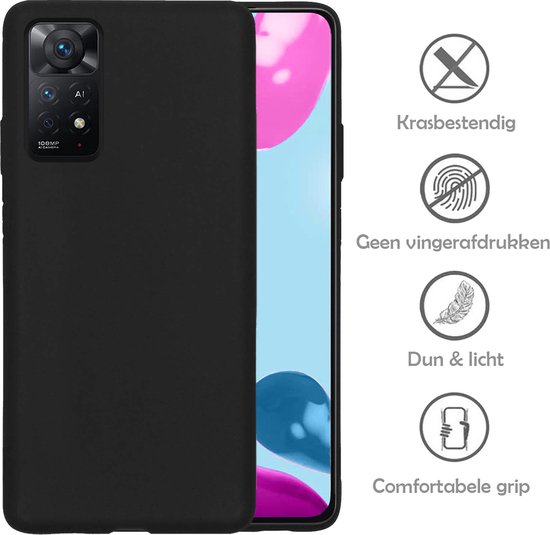 Coque Arrière Xiaomi Redmi Note 11 Siliconen - Coque Xiaomi Redmi Note 11 - Zwart - 2 Pièces