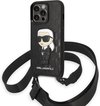 iPhone 14 Pro Backcase- Karl Lagerfeld - Effen Zwart - Kunstleer