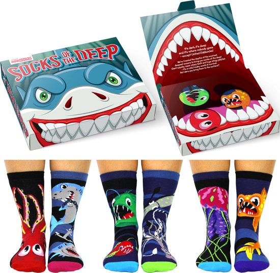 Oddsocks Of The Deep - Haaien sokken - Haai - Kids - Mismatched socks - maat 30-38