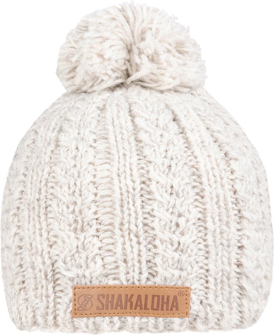 Shakaloha Gebreide Wollen Muts Heren & Dames Beanie Hat van schapenwol met polyester fleece voering - Binz Beanie Beige Unisex - One Size Wintermuts