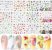 12 Stuks Nagelstickers – Bladeren – Groen, Rood, Paars, Oranje – Nail Art Stickers