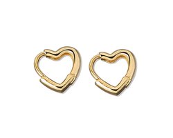 foto van Oorringen Hart - Goudkleurig | 10 x 10 mm | 925 Silver | Fashion Favorite