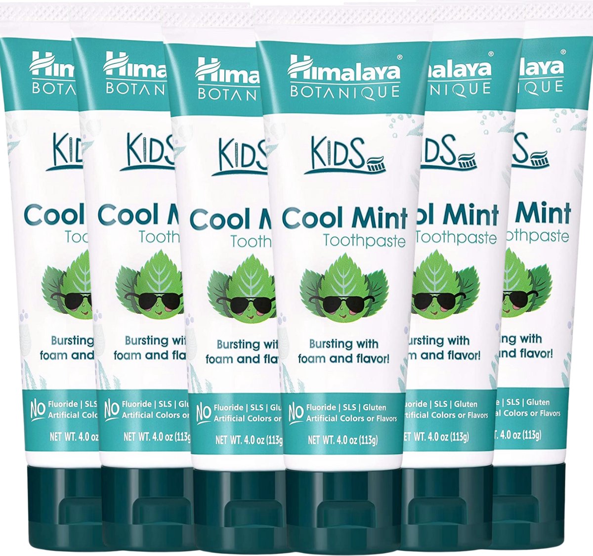 Himalaya Botanique Cool Mint Kindertandpasta - 6 x 80 g - Biologische Tandpasta - Tandpasta Zonder Fluoride - Vegan