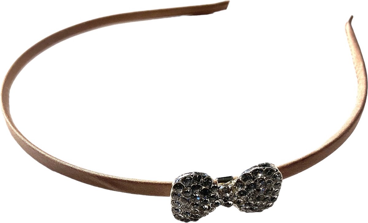 Haarband - Diadeem - Strass - Strik - Taupe (604)