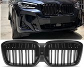 Sportieve Grille geschikt voor BMW iX3 G08 (Facelift) dubbele spijl glans zwart
