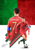 Affiche Cristiano Ronaldo - Manchester United - Portugal - Coupe du Monde 2022 - Voetbal - Footballeur célèbre - UEFA Champions League - FIFA - Sport - Décoration murale - 60x42cm - A2 - Brillant de haute qualité - Convient pour l'encadrement