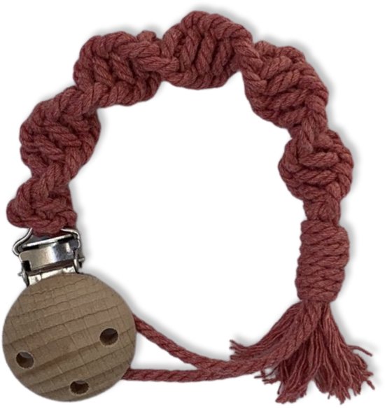 Macramé Speenkoord 'Spiral' - Rood/Roestbruin - Katoen - Macramé - Handgemaakt in Nederland - Inclusief Verzendkosten van Merkloos — afbeelding 2