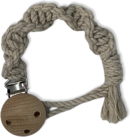 Macramé Speenkoord 'Spiral' - Beige - Katoen - Macramé - Handgemaakt in Nederland - Inclusief Verzendkosten - Prijs per Stuk