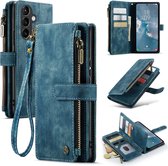CaseMe - Hoesje geschikt voor Samsung Galaxy A54 5G - Wallet Book Case - met Rits en Magneetsluiting - met RFID bescherming - Blauw