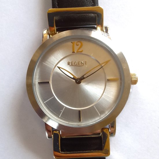 Montre femme Regent 12120265 - couleur or argentée - bracelet en cuir - quartz