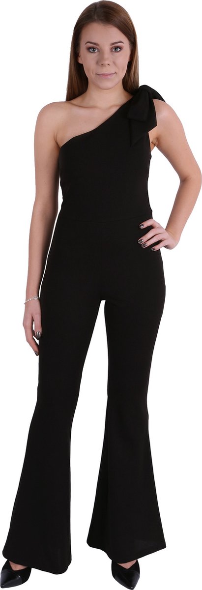 John Zack - Zwarte open schouder jumpsuit / S