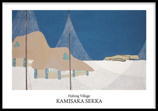 Poster Fishing Village - 30x40 cm - Geschilderd door Kamisaka Sekka - Schilderkunst - Beroemde Schilder - Exclusief fotolijst - WALLLL