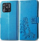 Mobigear Telefoonhoesje geschikt voor Xiaomi Redmi 10C Hoesje | Mobigear Clover Bookcase Portemonnee | Pasjeshouder voor 3 Pasjes | Telefoonhoesje voor Pinpas / OV Kaart / Rijbewijs - Blauw