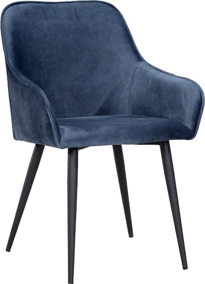 Soph & Tess - Florence Eetkamerstoel - Blauw - Set van 4 - Fluweel - Velvet - Industrieel