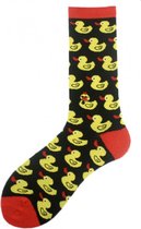 Sokken met eendjes | Ducks | 2 PAAR | Maat: one size ( 38-45 ) | Kleur: zwart/rood | Goede kwaliteit ! | 100%  katoen | Grappig | Funny | kadotip