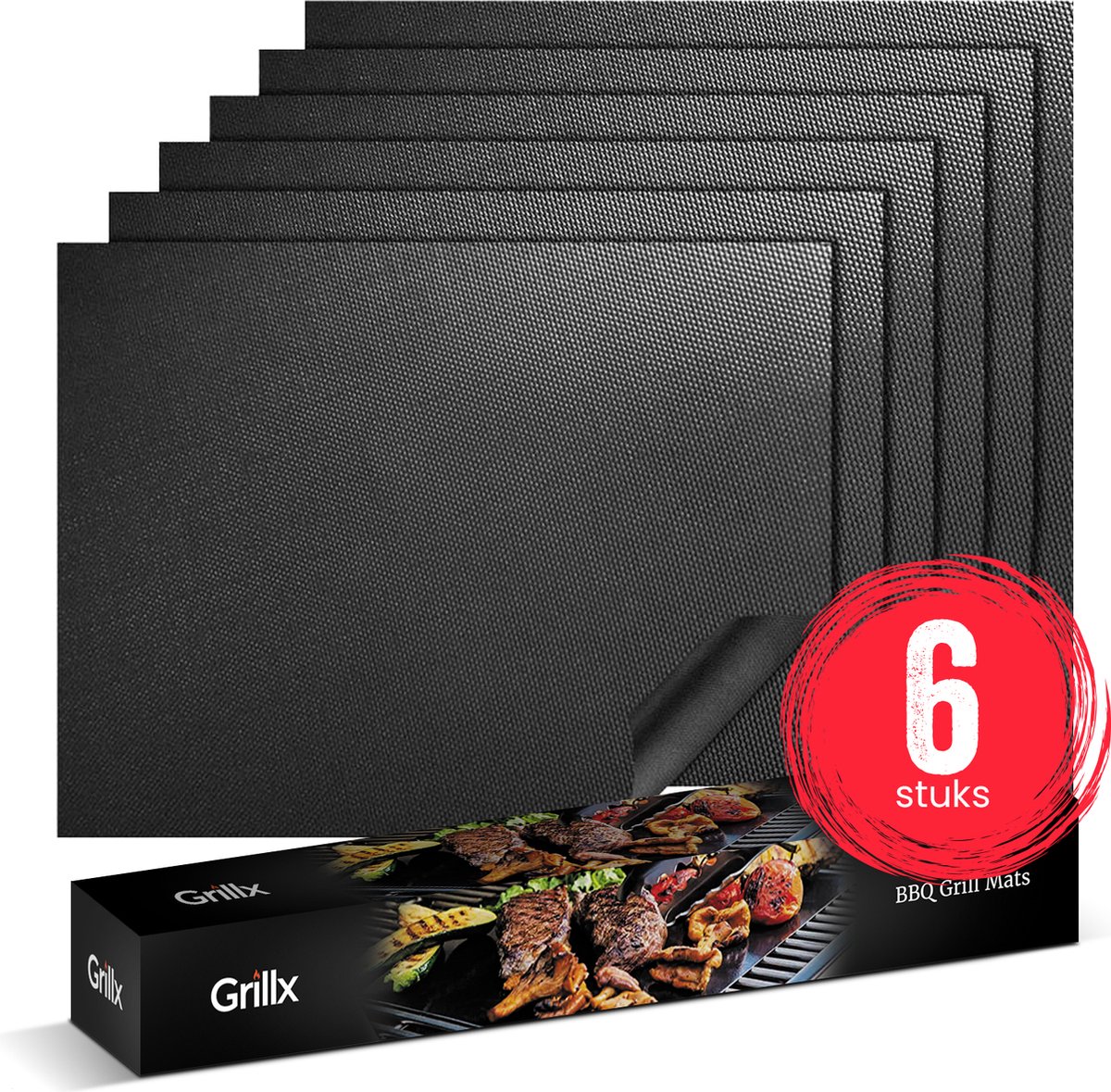 6 Tapis De Barbecue QWORK - Réutilisables, Résistants à 260°C, 40x33cm, Pour Grill