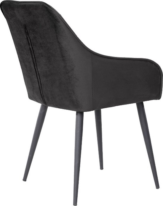 Soph & Tess - Imperial Dining Chair - Zwart - Set de 2 - Velours - Velours - Industriel - Avec accoudoir