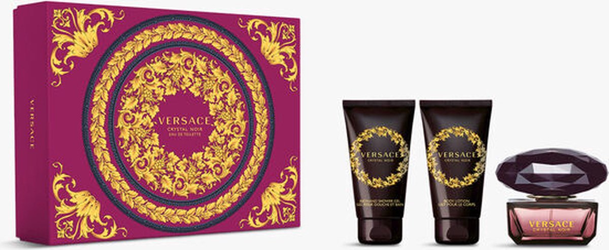 Versace Crystal Noir Giftset - 50 ml eau de toilette spray + 50 ml showergel + 50 ml bodylotion - cadeauset voor dames