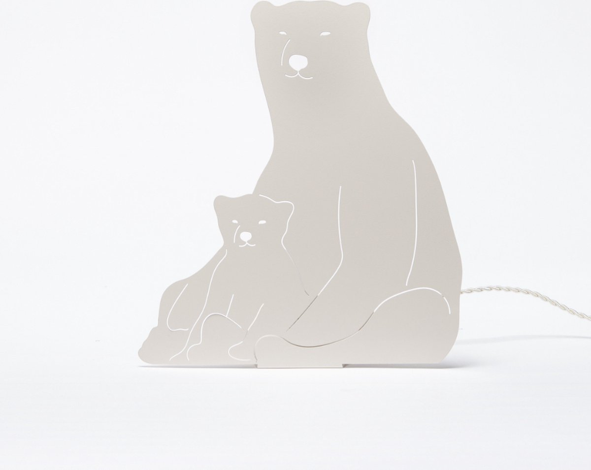 Goodnight Light Decoupage Lamp Polar Bears - Ivory